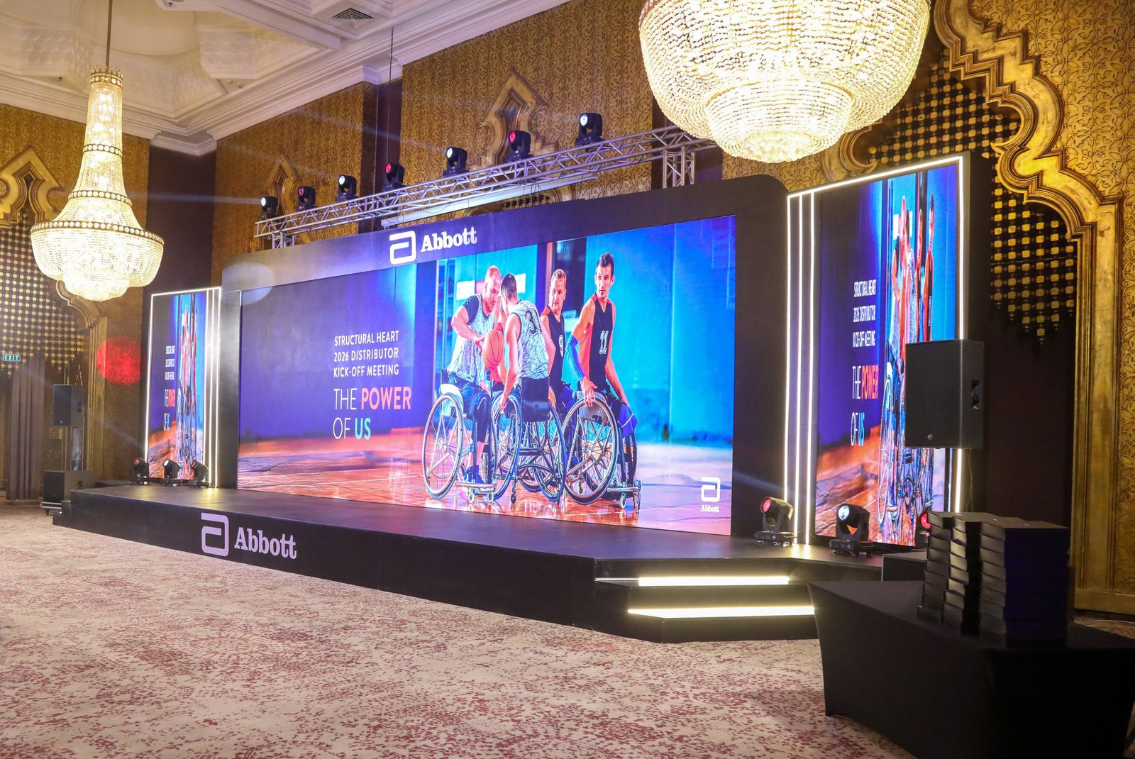 Large-format LED stage and screens produced by Top-Tech for an Abbott corporate event